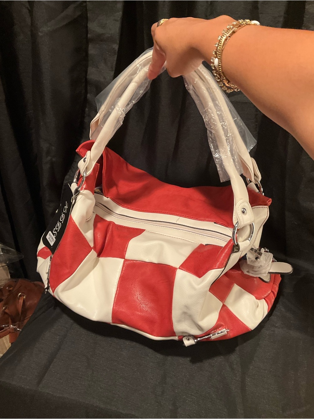 Women’s Red & White Checker Shoulder Bag